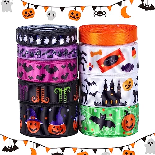 9 Rollen Halloween Bänder 4,5m Polyester Satinband für Handwerk Spinnenkürbis Dekorative Geschenkband Bänder Buntes Stoffband Halloween DIY Supplies für Geschenkverpackung Bug Blumensträuße Nähparty 9 Rollen Halloween Bänder 4,5m Polyester Satinband für Handwerk Spinnenkürbis Dekorative Geschenkband Bänder Buntes Stoffband Halloween DIY Supplies für Geschenkverpackung Bug Blumensträuße Nähparty von Jodsen