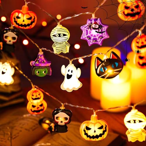 Halloween Dekorationen Party Dekorationen für Draußen Halloween Hängende Schnur Beleuchtet Leuchtende Kürbis Gespenst 3 Meter 20 Stück LED Lichterkette für Außen Haus Terrasse Innen Baum Garten Dekor von Jodsen