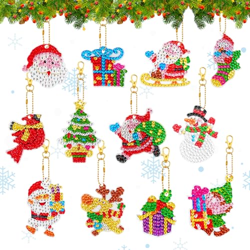 Jodsen 12 Stück Weihnachten Doppelseitig Full Drill Diamond Painting Schlüsselanhänger, DIY 5D Weihnachten Diamant Malerei Schlüsselbund Weihnachtsmann, Schneemann, Elch Jodsen 12 Stück Weihnachten Doppelseitig Full Drill Diamond Painting Schlüsselanhänger, DIY 5D Weihnachten Diamant Malerei Schlüsselbund Weihnachtsmann, Schneemann, Elch von Jodsen