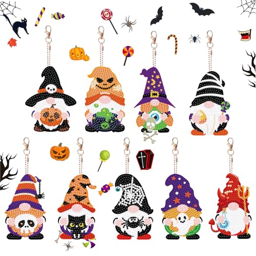 Jodsen 9 Stück 5D Halloween Diamant Malerei Anhänger Set Hexe Kürbisse, DIY Doppelseitig Halloween Diamond Art Painting Keychain, Diamond Painting Schlüsselanhänger für Einsteiger mit DIY-Werkzeugen Jodsen 9 Stück 5D Halloween Diamant Malerei Anhänger Set Hexe Kürbisse, DIY Doppelseitig Halloween Diamond Art Painting Keychain, Diamond Painting Schlüsselanhänger für Einsteiger mit DIY-Werkzeugen von Jodsen