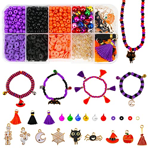 Jodsen Halloween Weiche Tonperlen, 1015 Stück Bastelset Erwachsene Perlen für Armbänder mit 5 m Kristallseil, Schmuck Selber Machen Set Erwachsene für Schmuckherstellung Ringe Ohrringe Anhänger Jodsen Halloween Weiche Tonperlen, 1015 Stück Bastelset Erwachsene Perlen für Armbänder mit 5 m Kristallseil, Schmuck Selber Machen Set Erwachsene für Schmuckherstellung Ringe Ohrringe Anhänger von Jodsen