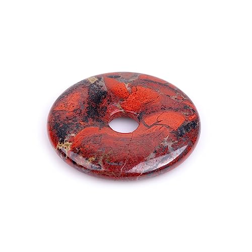 JOE FOREMAN 50 mm gemischter roter Jaspis natürlicher Edelstein Ring Kreis Donuts Anhänger Charms Perlen für Schmuckherstellung 1 Stück von Joe Foreman