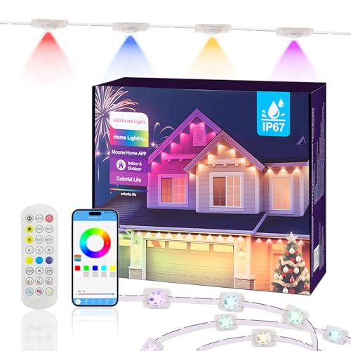 Joellfuner Permanente Außenbeleuchtung Outdoor, 30M Smart RGBIC Außenleuchten, Wasserdicht Trauflichter mit Mehreren Szenenmodi, APP & Fernsteuerung für Weihnachten Poolpartys Hausdachbeleuchtung von Joellfuner