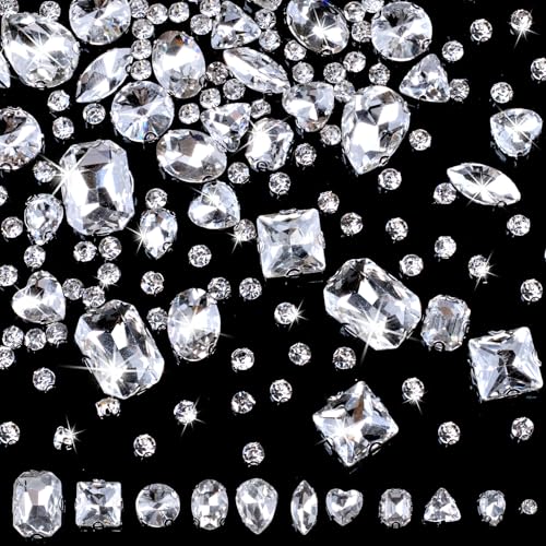 Joez Wonderful Strasssteine zum Aufnähen mit Löchern, 11 verschiedene Formen, große Kristalle zum Aufnähen von Edelsteinen, Kleiderverzierungen, Strass-Steine für selbstgemachte Schuhe, Kleider von Joez Wonderful