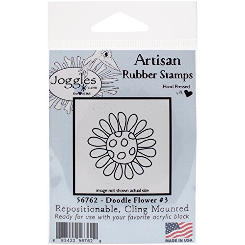 Joggles Stempel 2 Zoll x 2 Zoll Doodle Flower 3, Acryl, Mehrfarbig von Joggles