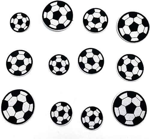 12 Stück Fußball Stoff Patch Stickerei Patch, Fußball bügeln auf Patch, Aufnäher Fussball Fußball Stickereien Aufbügeln Bügelbild Ball für Jeans, Rucksäcke, Schals, Socken 12 Stück Fußball Stoff Patch Stickerei Patch, Fußball bügeln auf Patch, Aufnäher Fussball Fußball Stickereien Aufbügeln Bügelbild Ball für Jeans, Rucksäcke, Schals, Socken von Jognee