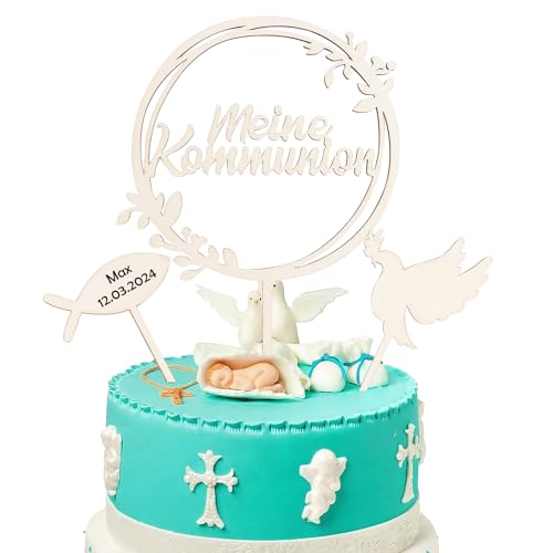 Cake Topper Kommunion, Kommunion Kuchen Dekoration, Mein Confirmation Cake Topper, Taufe Holz Kuchen Dekoration, Erstkommunion Dekoration für Jungen Mädchen Cake Topper Kommunion, Kommunion Kuchen Dekoration, Mein Confirmation Cake Topper, Taufe Holz Kuchen Dekoration, Erstkommunion Dekoration für Jungen Mädchen von Jognee