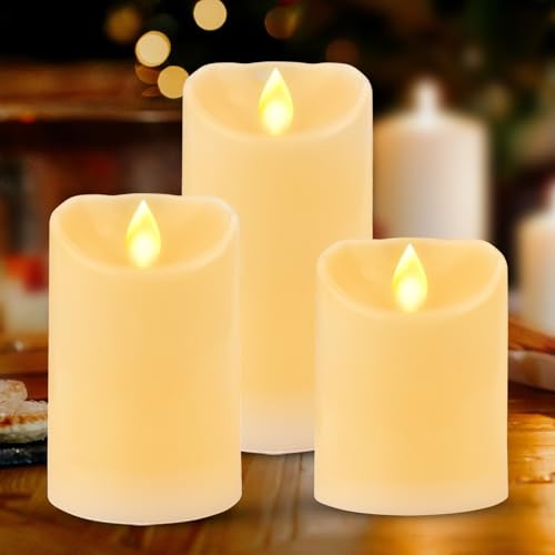 Jognee LED Kerzen 3er Set - 10/12.5/15 cm Wasserdichte Flammenlose Batterie Dekorative Kerze - Flackernde Flamme, Elektrische, Outdoor Groß, Adventskerzen, Teelichter von Jognee
