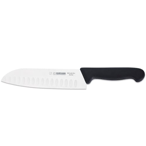 Johannes Giesser Messerfabrik Uni Santoku Kohmesser japanishe Form Kullenshliff Messer, Grau, M von Giesser