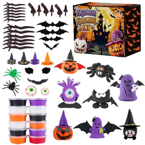 12 Stück Halloween Bastelset Kinder,Bastelset Modelliermasse Lufttrocknend,Kürbisse Modelliermasse,Basteln Kreative Set,Knete Magic Dough Air Dry Clay,Halloween Geschenk für Jungen und Mädchen 12 Stück Halloween Bastelset Kinder,Bastelset Modelliermasse Lufttrocknend,Kürbisse Modelliermasse,Basteln Kreative Set,Knete Magic Dough Air Dry Clay,Halloween Geschenk für Jungen und Mädchen von Johiux