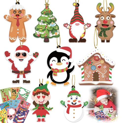 Johiux 18 Blätter Bastelset Weihnachten Kinder,Weihnachten Bastelset Kinder 2-3-4 Jahre,Weihnachtsbasteln Kinder DIY Aufkleber,Weihnachtsbaum Deko,Weihnachten Geschenk für Kinde,Weihnachten Basteln von Johiux