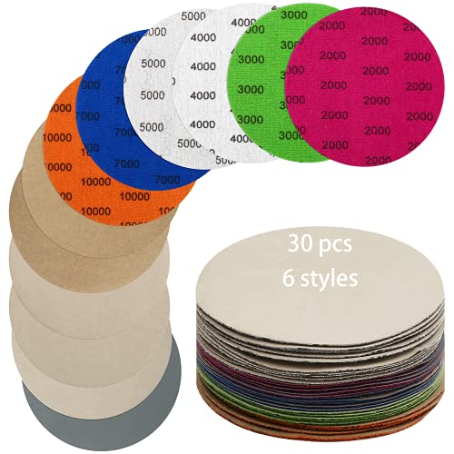 30 StüCk Schleifpapier 125 mm Klett KöRnung 2000/3000/4000/5000/7000/10000 Grits FüR Exzenterschleifer Ohne Loch von Johiux