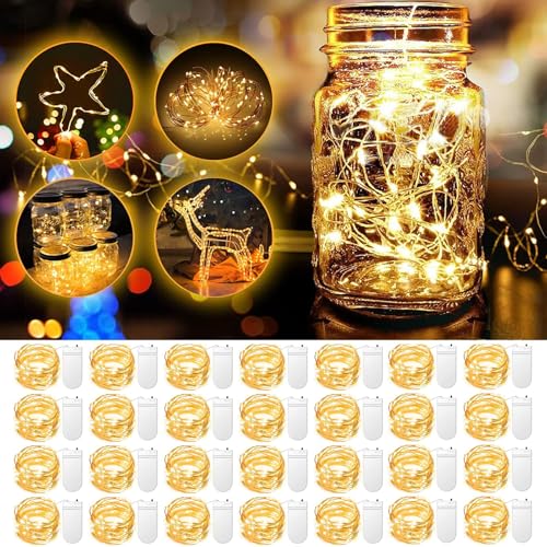 30 Stück Led Lichterkette mit Batterie,2M 20LED Mini Lichterkette,WarmWeiß Lichterkette Innen,LED Lichterkette mit Batterie Klein für Weihnachten Hochzeit Party Innen Deko (30) von Johiux