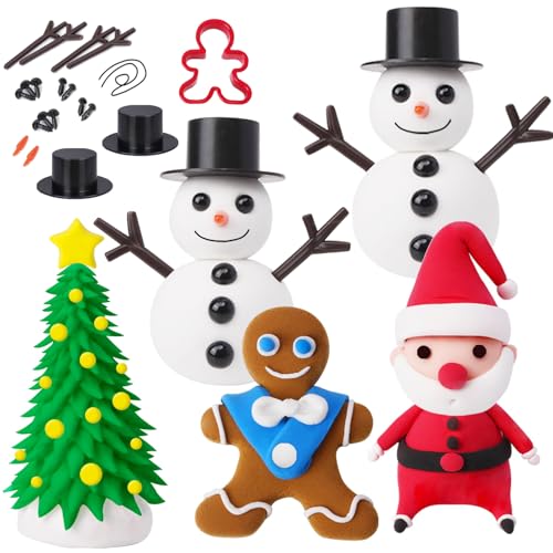 5 Stück Weihnachten Bastelset Kinder,Bastelset Weihnachten Modelliermasse Lufttrocknend,Weihnachten Schneemann Modelliermasse,Knete Magic Dough Air Dry Clay,Weihnachten Geschenk für Jungen und Mädchen von Johiux