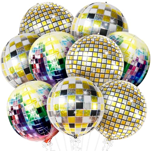 9 Stück Discokugel Luftballons 4D Discokugel Geburtstag Deko, Luftballons Karneval Silvester Deko,Discokugel Groß Luftballons Folienballon für Disco Thema Prom Party,Disco Party Dekoration. von Johiux