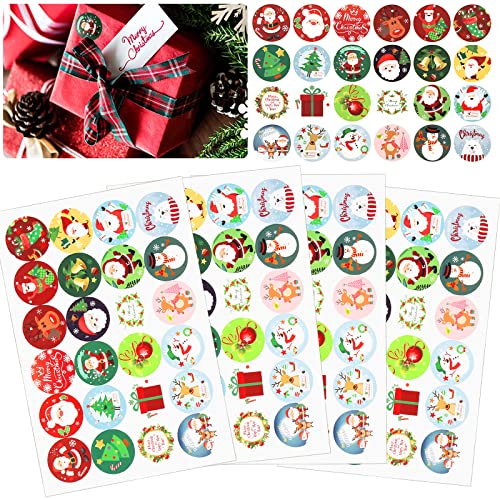 96 Stück Groß Weihnachtsaufkleber,Geschenkaufkleber Weihnachten,Etiketten Weihnachten,Weihnachtsaufkleber für Papiertüten,Frohe Weihnachten Aufkleber Rund,Aufkleber für Süßigkeiten von Johiux