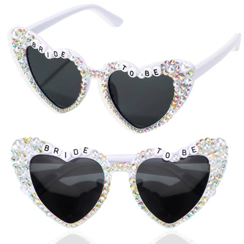 Johiux 1 Stück Bride To Be Herz Sonnenbrille JGA,JGA Brille Team Bride,JGA Accessoires Frauen Bachelorette Party Accessories JGA Deko Accessoires Junggesellenabschied Frauen Brille. von Johiux