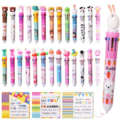 Johiux 30 Sets mehrfarbige Stifte, alles in einem, 10 lebendige Farben für Kinder, Partygeschenke, Schulbedarf und Partytütenfüller für 30 Kinder, einziehbarer Kugelschreiber, ideal für Studenten Johiux 30 Sets mehrfarbige Stifte, alles in einem, 10 lebendige Farben für Kinder, Partygeschenke, Schulbedarf und Partytütenfüller für 30 Kinder, einziehbarer Kugelschreiber, ideal für Studenten von Johiux