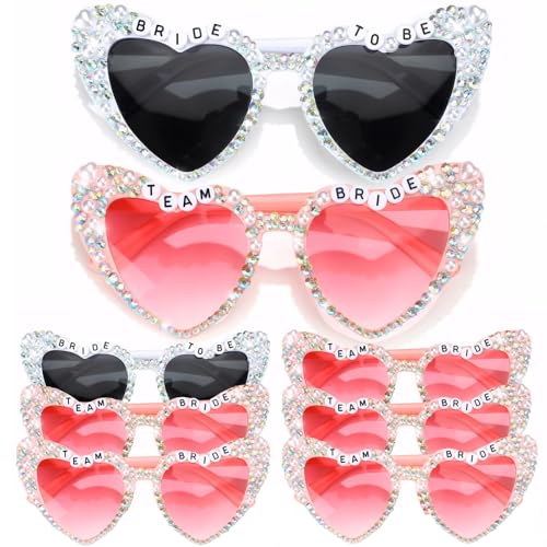 Johiux 6 Stück Bride To Be Herz Sonnenbrille JGA,JGA Brille Team Bride,JGA Accessoires Frauen Bachelorette Party Accessories JGA Deko Accessoires Junggesellenabschied Frauen Brille. von Johiux