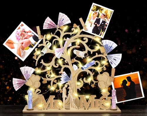 Johiux LED Geldgeschenk Hochzeit,Personalisierte Hochzeitsgeschenke für Brautpaar,Geldbaum Geldgeschenke für Brautpaar,Hochzeitsgeschenk Geld,Holz Mr & Mrs Geld Geschenk Johiux LED Geldgeschenk Hochzeit,Personalisierte Hochzeitsgeschenke für Brautpaar,Geldbaum Geldgeschenke für Brautpaar,Hochzeitsgeschenk Geld,Holz Mr & Mrs Geld Geschenk von Johiux