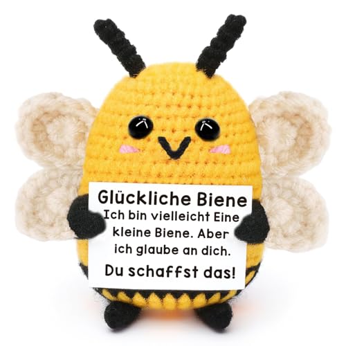 Johiux Pocket Hug Biene,Glücksbringer,Mutmacher Geschenk für Frauen,Kollegen, Glücksbringer Prüfung,Einschulung Geschenk,Positive Kartoffel Deutsch und Kleine Umarmung Glücksbringer (Silber) von Johiux