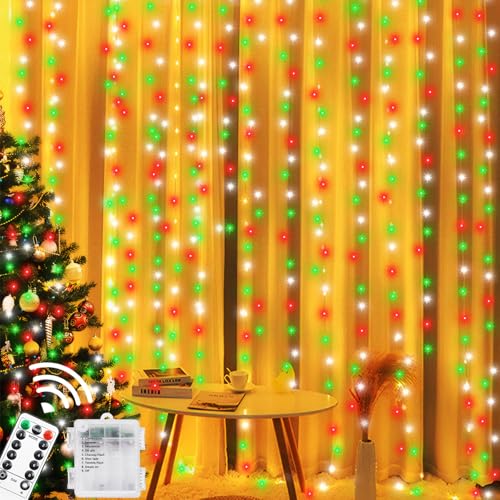 Weihnachtsdeko Lichtervorhang Innen,300 LED 3x3M Lichterkette Innen,8 Modi LED Lichterkette für Weihnachten,Hochzeit,Party Deko von Johiux