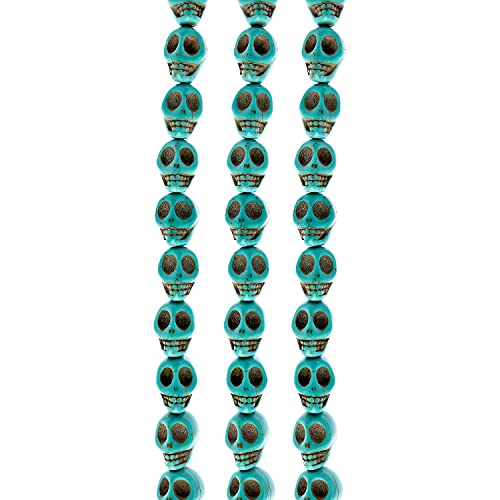 Halbedelstein-Perlen, Totenkopf-Perlen, 13 mm, Türkis, 54 Stück Halbedelstein-Perlen, Totenkopf-Perlen, 13 mm, Türkis, 54 Stück von John Bead