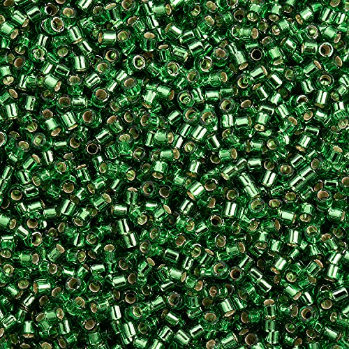 Hellgrün mit silberfarbenem Rand, Größe 10/0 Delica, Farbcode -46 - ca. 5,2 g Hellgrün mit silberfarbenem Rand, Größe 10/0 Delica, Farbcode -46 - ca. 5,2 g von John Bead