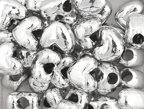 Herz-Pony-Perlen, 12 x 9 mm, 500 Stück, undurchsichtig, silberfarben, für DIY-Schmuckherstellung, Krähen Herz-Pony-Perlen, 12 x 9 mm, 500 Stück, undurchsichtig, silberfarben, für DIY-Schmuckherstellung, Krähen von John Bead