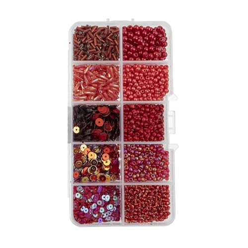John Bead Pailletten- und Perlen-Set, 81 g, 10 Arten, rote Palette von John Bead