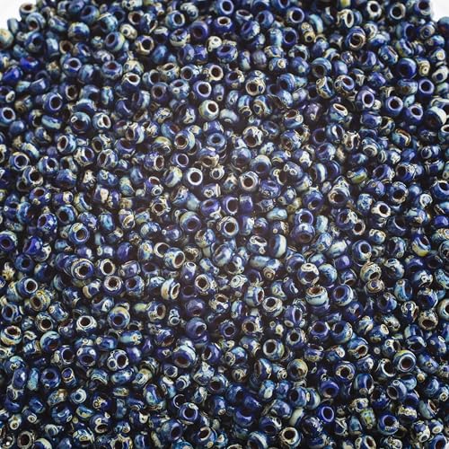 John Bead Rocailles-Perlen, 11/0 APX, 22 g, OP, Kobalt-Picasso, japanische Glas-Rocailles John Bead Rocailles-Perlen, 11/0 APX, 22 g, OP, Kobalt-Picasso, japanische Glas-Rocailles von John Bead