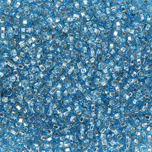 John Bead Tschechische Glas-Rocailles, 24 g, 10/0, hellblau mit silberfarbenem Rand, für Schmuckherstellung, Handwerk von John Bead