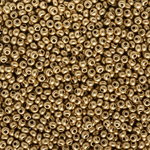 John Bead Tschechische Glasperlen, 24 g, 10/0, Metallic-Goldperlen für Schmuckherstellung, Handwerk von John Bead
