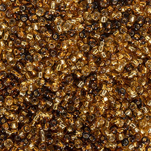 John Bead Tschechische Rocailles-Perlen, 10/0, silberfarbener Rand, Topas, 100 g von John Bead