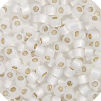 Miyuki Delica 11/0 DB0221 weißer Opal, silberfarbener Rand, 50 g Beutel mit japanischen Glasperlen von John Bead