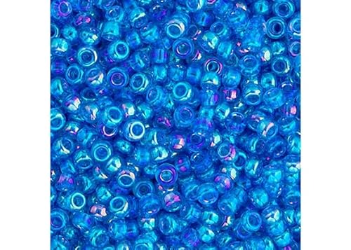 Miyuki Rocailles-Perlen, 11/0, APX, 22 g, blau-azurblau, transparent, japanische Glas-Rocailles-Perlen Miyuki Rocailles-Perlen, 11/0, APX, 22 g, blau-azurblau, transparent, japanische Glas-Rocailles-Perlen von John Bead