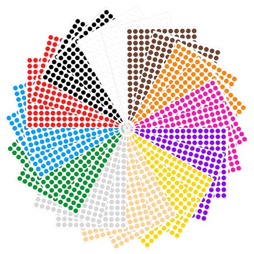 Klebepunkte 10mm Punktaufkleber Etiketten Runde Markierungspunkte für Kalender Planer und zum Basteln Papier 12 Farben 4896 Stück von Johotone