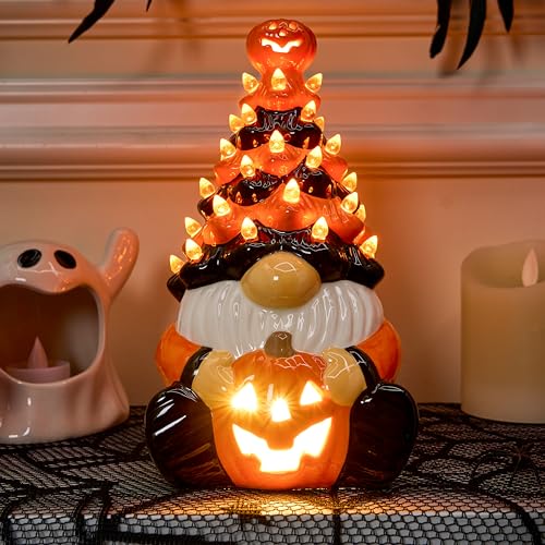 JOIEDOMI 21,5 cm großer Zwerg aus Keramik, Baumdekoration für Halloween mit integrierten LEDs, Tischdekoration für Halloween-Partydekoration für drinnen JOIEDOMI 21,5 cm großer Zwerg aus Keramik, Baumdekoration für Halloween mit integrierten LEDs, Tischdekoration für Halloween-Partydekoration für drinnen von Joiedomi