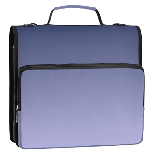 3,8 cm große Ordner mit 3 Ringen, strapazierfähig, edler blauer Lavendel, Farbverlauf, Reißverschluss, Organizer mit Schultergurt, für Schule, Dokumente, mehrere Taschen, große Mappe 3,8 cm große Ordner mit 3 Ringen, strapazierfähig, edler blauer Lavendel, Farbverlauf, Reißverschluss, Organizer mit Schultergurt, für Schule, Dokumente, mehrere Taschen, große Mappe von Joitme