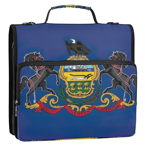 3-Ringbinder, 3,8 cm, D-Ring, Pennsylvania, Staatsflagge, Reißverschluss, Organizer, Schulordner, Tasche mit Schultergurt, Dokumentenmappe für 500 Blatt 3-Ringbinder, 3,8 cm, D-Ring, Pennsylvania, Staatsflagge, Reißverschluss, Organizer, Schulordner, Tasche mit Schultergurt, Dokumentenmappe für 500 Blatt von Joitme