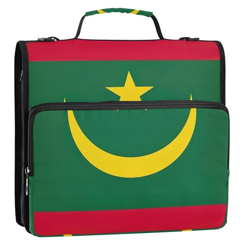 3 Ringbinder, D-Ring, Mauretanien, Nationalflagge, Reißverschluss, Organizer, Schulordner, Tasche mit Schultergurt, Dokumentenmappe für 500 Blatt 3 Ringbinder, D-Ring, Mauretanien, Nationalflagge, Reißverschluss, Organizer, Schulordner, Tasche mit Schultergurt, Dokumentenmappe für 500 Blatt von Joitme