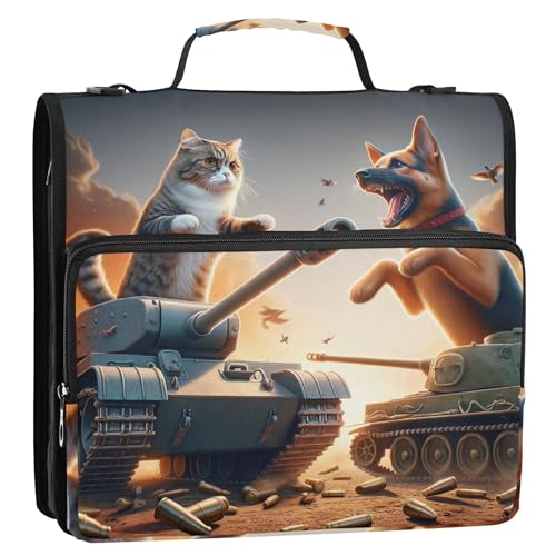 3 Ringbücher, strapazierfähig, Katze, Hund, Panzerkrieg, lustiger Ordner, Reißverschluss, Organizer, Ordner mit Gurt, Mittelschultasche, personalisiertes Portfolio und Etui, Ringordnerhalter, 3,8 cm 3 Ringbücher, strapazierfähig, Katze, Hund, Panzerkrieg, lustiger Ordner, Reißverschluss, Organizer, Ordner mit Gurt, Mittelschultasche, personalisiertes Portfolio und Etui, Ringordnerhalter, 3,8 cm von Joitme