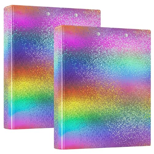 3-Ringbücher in lebendigen Regenbogenfarben, 3,8 cm, für 200 Blatt, niedliche 3-Ring-Ordner, runder Ringplaner, 31,5 x 27 x 6 cm, 1 Packung von Joitme