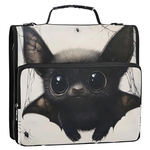 3 Ringbücher mit 3 Ringen, 3,8 cm, D-Ring, Halloween, gruseliger Fledermaus, Reißverschluss, Organizer, Schulbinder, Tasche mit Schultergurt, Dokumentenmappe, mehrere Taschen, große Portfolio-Mappe 3 Ringbücher mit 3 Ringen, 3,8 cm, D-Ring, Halloween, gruseliger Fledermaus, Reißverschluss, Organizer, Schulbinder, Tasche mit Schultergurt, Dokumentenmappe, mehrere Taschen, große Portfolio-Mappe von Joitme