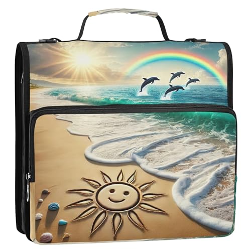 3 Ringbücher mit 3 Ringen, 3,8 cm, D-Ring, Sommer, Strand, Ozean, Küste, Reißverschluss, Organizer mit Schultergurt, für Schule, große Multi-Taschen, große Portfolio-Mappe 3 Ringbücher mit 3 Ringen, 3,8 cm, D-Ring, Sommer, Strand, Ozean, Küste, Reißverschluss, Organizer mit Schultergurt, für Schule, große Multi-Taschen, große Portfolio-Mappe von Joitme