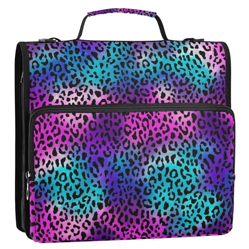 3-Ringbücher mit 3 Ringen, Leopardenmuster, 3,8 cm, D-Ring-Reißverschluss, Organizer, Mittelschule, Tasche mit Gurt, Dokumentenmappe, für 500 Blatt 3-Ringbücher mit 3 Ringen, Leopardenmuster, 3,8 cm, D-Ring-Reißverschluss, Organizer, Mittelschule, Tasche mit Gurt, Dokumentenmappe, für 500 Blatt von Joitme