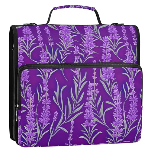 3-Ringordner, D-Ring, Lavendel, Weinrebe, violette Blumen, Reißverschluss, Organizer, Aufbewahrung, Portfolio-Etui mit Griff, Ordner mit Schultergurt, für die Schule 3-Ringordner, D-Ring, Lavendel, Weinrebe, violette Blumen, Reißverschluss, Organizer, Aufbewahrung, Portfolio-Etui mit Griff, Ordner mit Schultergurt, für die Schule von Joitme