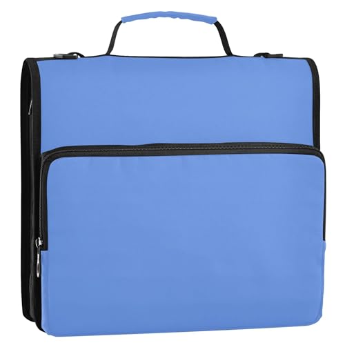 3-Ringordner aus Stoff, 3,8 cm, strapazierfähig, Kornblumenblau, Reißverschluss, Organizer, Portfolio und Etui, Ringordner, Halter, Tasche mit Gurt für die Schule 3-Ringordner aus Stoff, 3,8 cm, strapazierfähig, Kornblumenblau, Reißverschluss, Organizer, Portfolio und Etui, Ringordner, Halter, Tasche mit Gurt für die Schule von Joitme