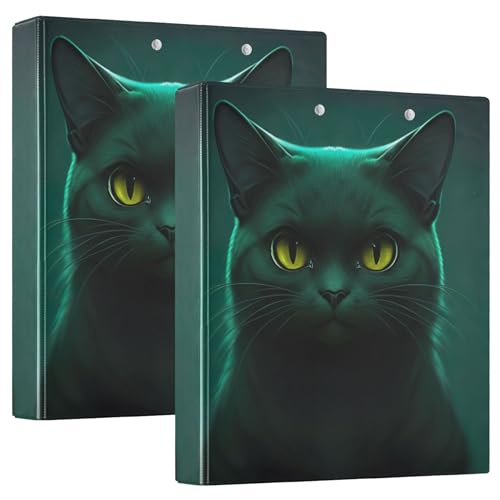 3-Ringordner mit 3 Ringen, dunkles schwarzes Katzendesign, 3,8 cm, 200 Blatt, niedliche Notizbücher, runder Ordner mit Ringansicht, 31 x 26 x 5,8 cm, 1 Packung 3-Ringordner mit 3 Ringen, dunkles schwarzes Katzendesign, 3,8 cm, 200 Blatt, niedliche Notizbücher, runder Ordner mit Ringansicht, 31 x 26 x 5,8 cm, 1 Packung von Joitme