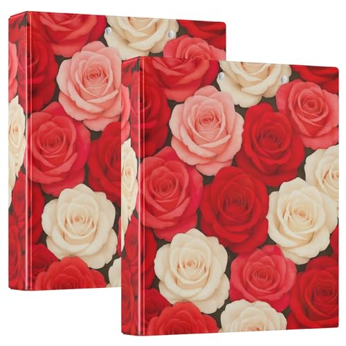 3-Ringordner mit 3 Ringen, für 200 Blatt, niedliche Portfolio-Mappen, rund, 31,5 x 27 x 6 cm, Rot, Rosa, Weiß, 2 Stück 3-Ringordner mit 3 Ringen, für 200 Blatt, niedliche Portfolio-Mappen, rund, 31,5 x 27 x 6 cm, Rot, Rosa, Weiß, 2 Stück von Joitme